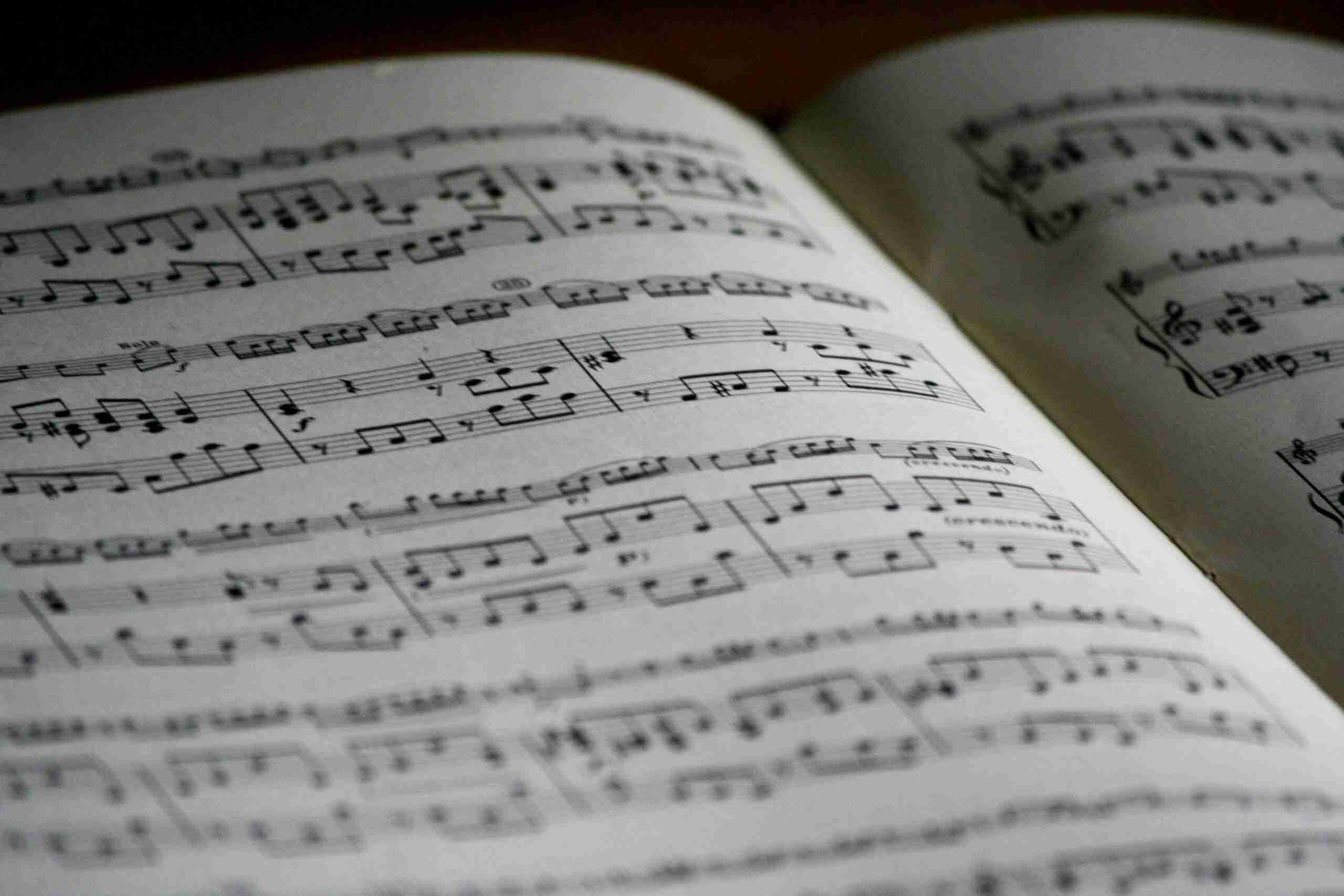 music score with music notes, depicting expert piano lessons